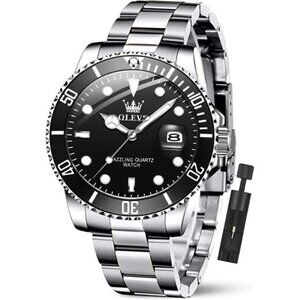 Luxury Watches for Men Big Face Stainless Steel Dress Analog Quartz Watch